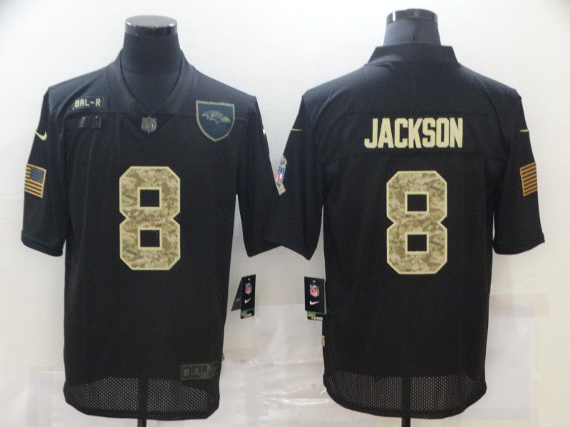 Men Baltimore Ravens #8 Jackson Black camo Nike Limited NFL Jersey